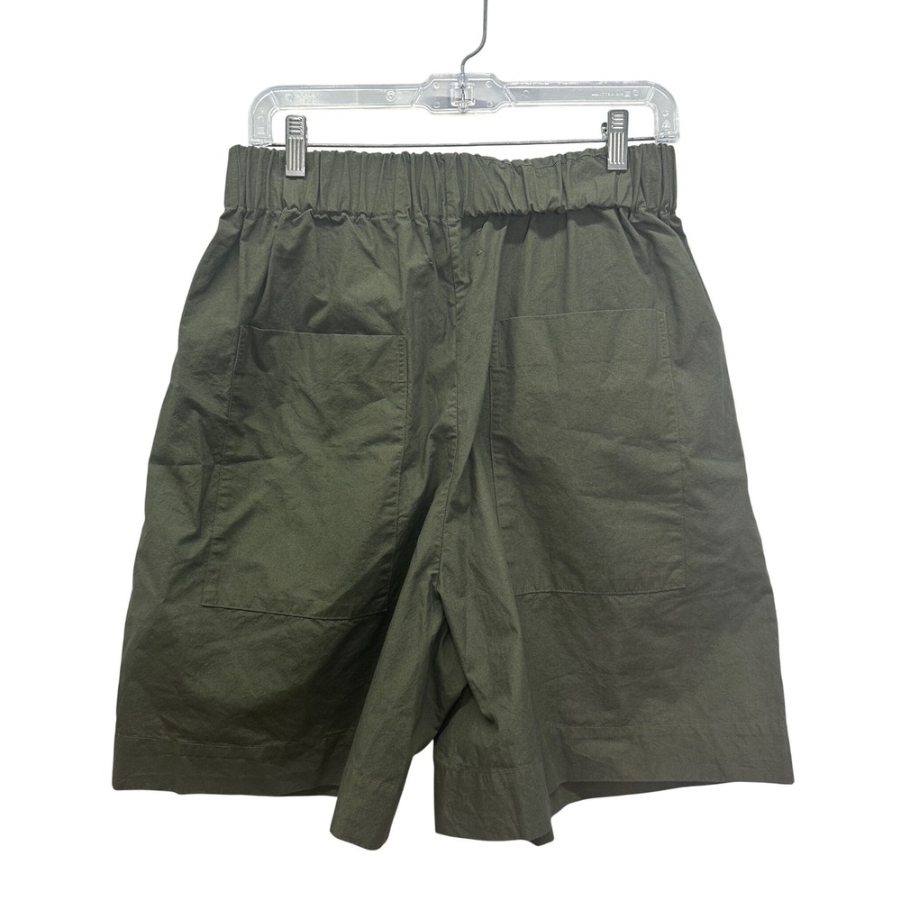 Fabiana Pigna Porte Shorts Large Olive Green Cotton Pleated High Waist Long SS25